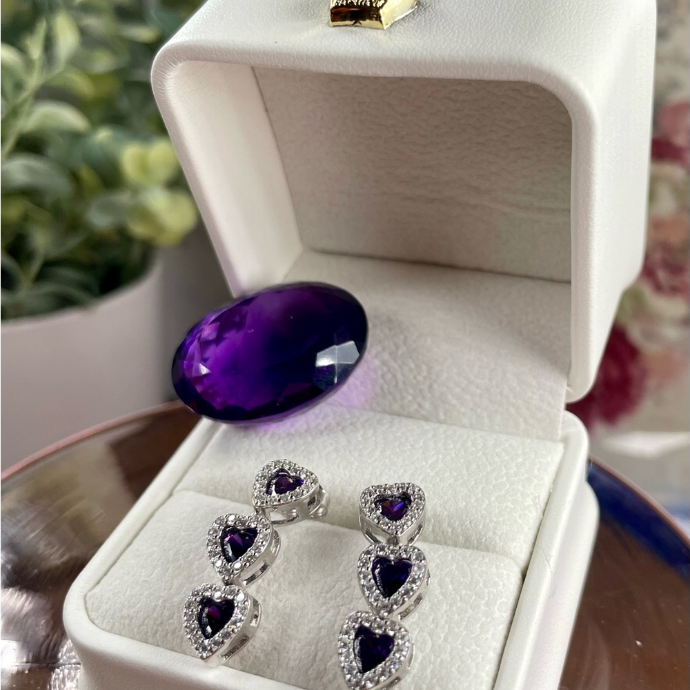 Amethyst Earrings Topaz Silver 925 Dangle Earrings - Picture 3 of 8